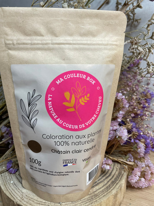 🌿 Coloration Végétale Châtain Clair Cendré - 100g 🌿