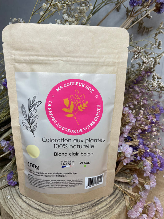 🌿 Coloration Végétale Blond Clair Beige - 100g 🌿