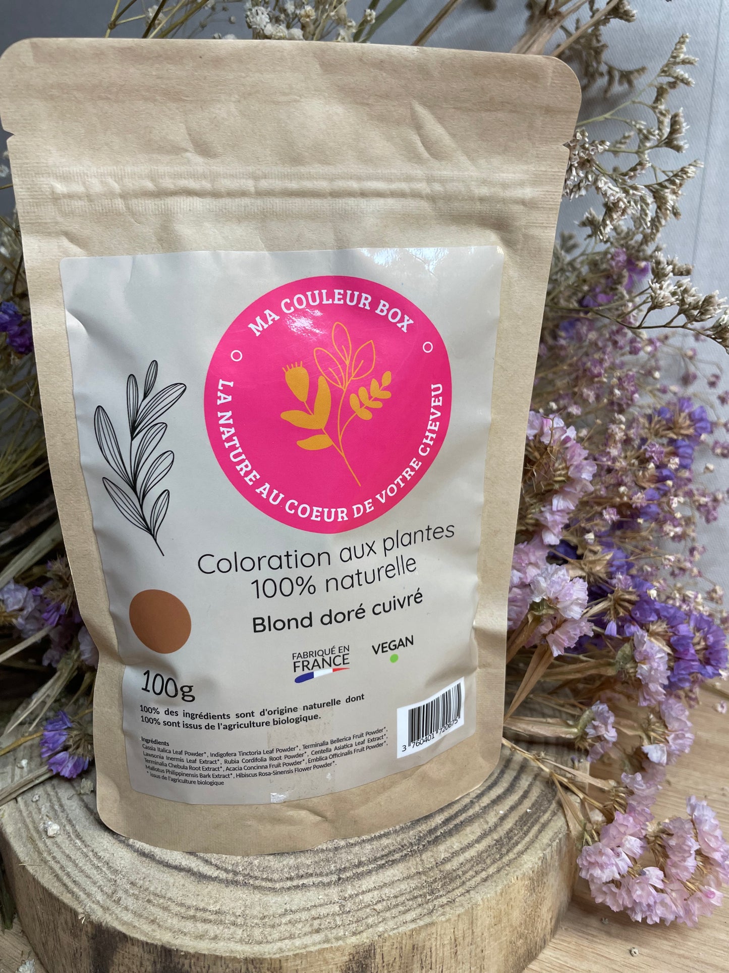 🌿 Coloration Végétale Blond Doré Cuivré - 100g 🌿