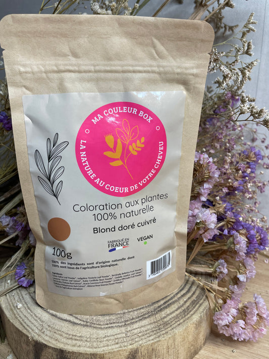 🌿 Coloration Végétale Blond Doré Cuivré - 100g 🌿